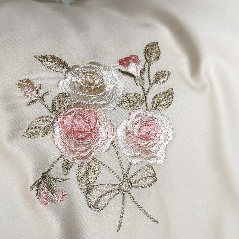 Vintage Floral Embroidered Duvet Cover Set – Romantic Luxury Bedding