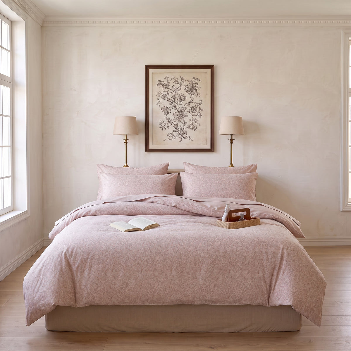 Soft Pink Tonal Duvet Cover Set – Elegant Feminine Bedding with Pillowcases
