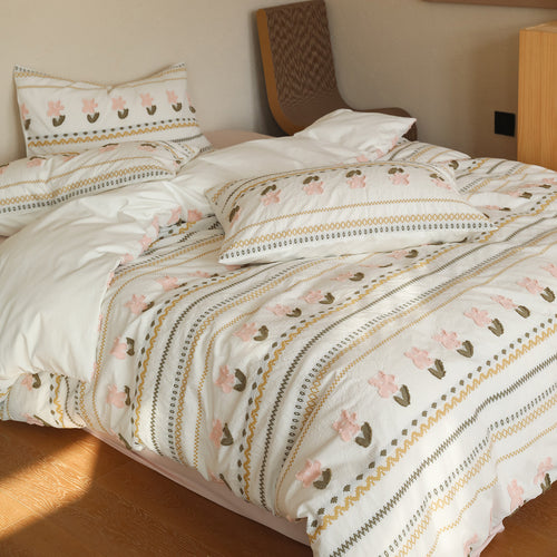 Boho Cottagecore 3D Floral Tufted Soft Bedding