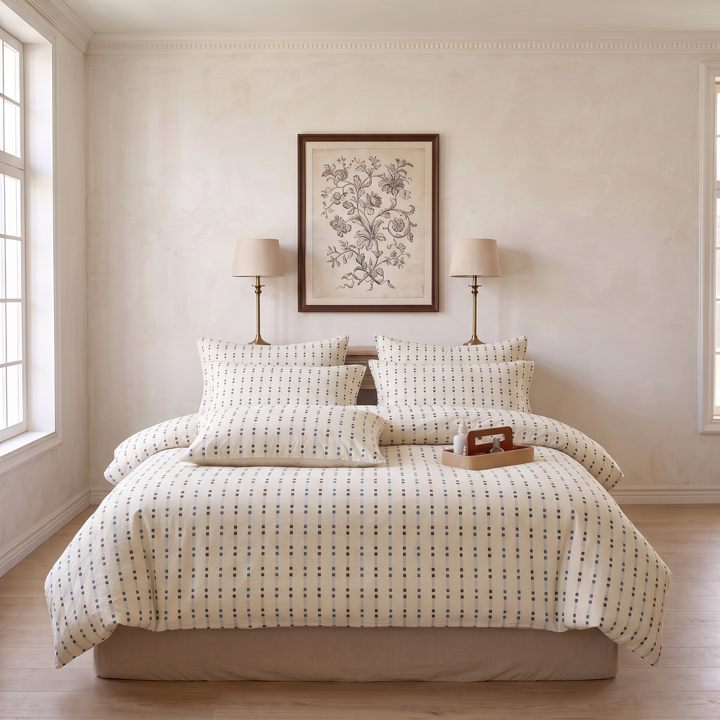 Nordic Minimalist Dash Line Soft Washed Cotton Bedding