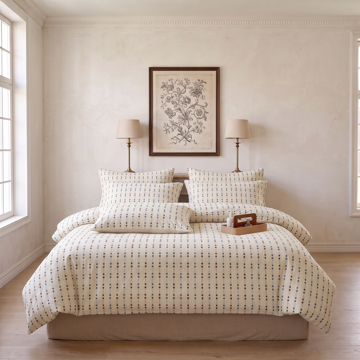 Nordic Minimalist Dash Line Soft Washed Cotton Bedding