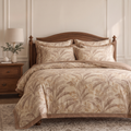 Warm Camel Tone Botanical Branch Print Duvet Set